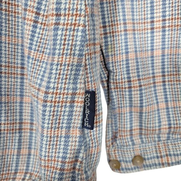 WOOLRICH Women's Light Blue Plaid Striped 100% Cotton Button Down Flannel Size L - Picture 7 of 14
